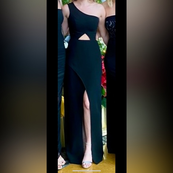 BCBG Dresses & Skirts - BCBG one shoulder cutout black tie dress